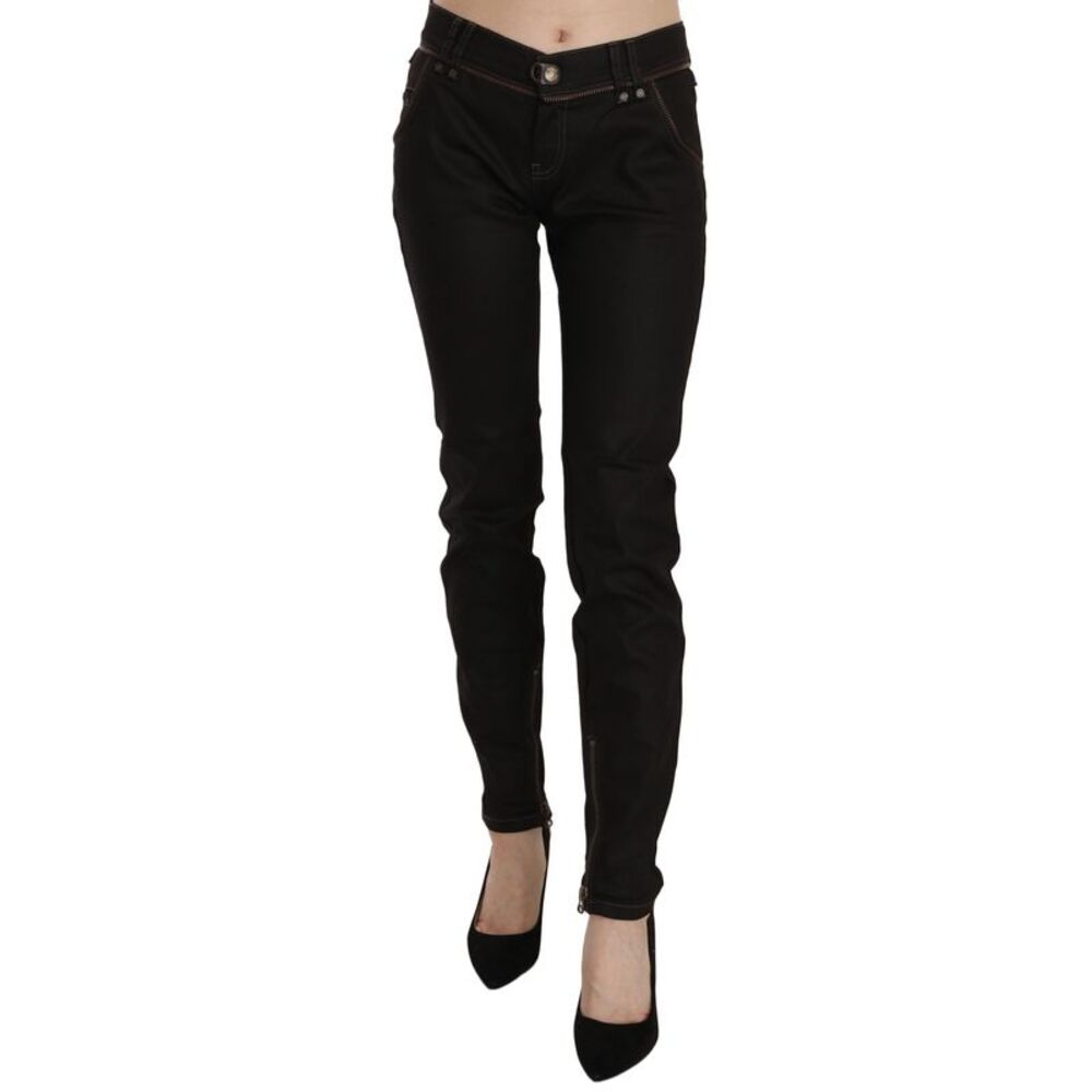 John Galliano Cotton Black Mid Waist Skinny Denim Women's Jeans